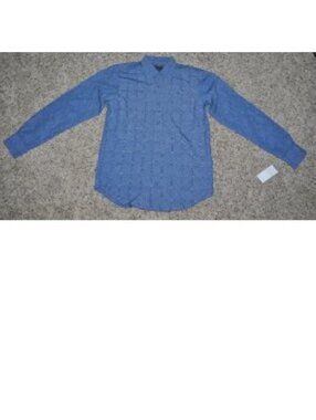 Marc Edwards Shirt S Mens Blue Square Pattern Long Sleeve Button Down Collared